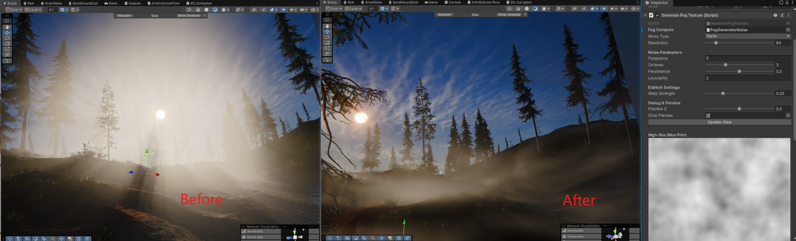 Volumetric fog noise generated via Compute Shader